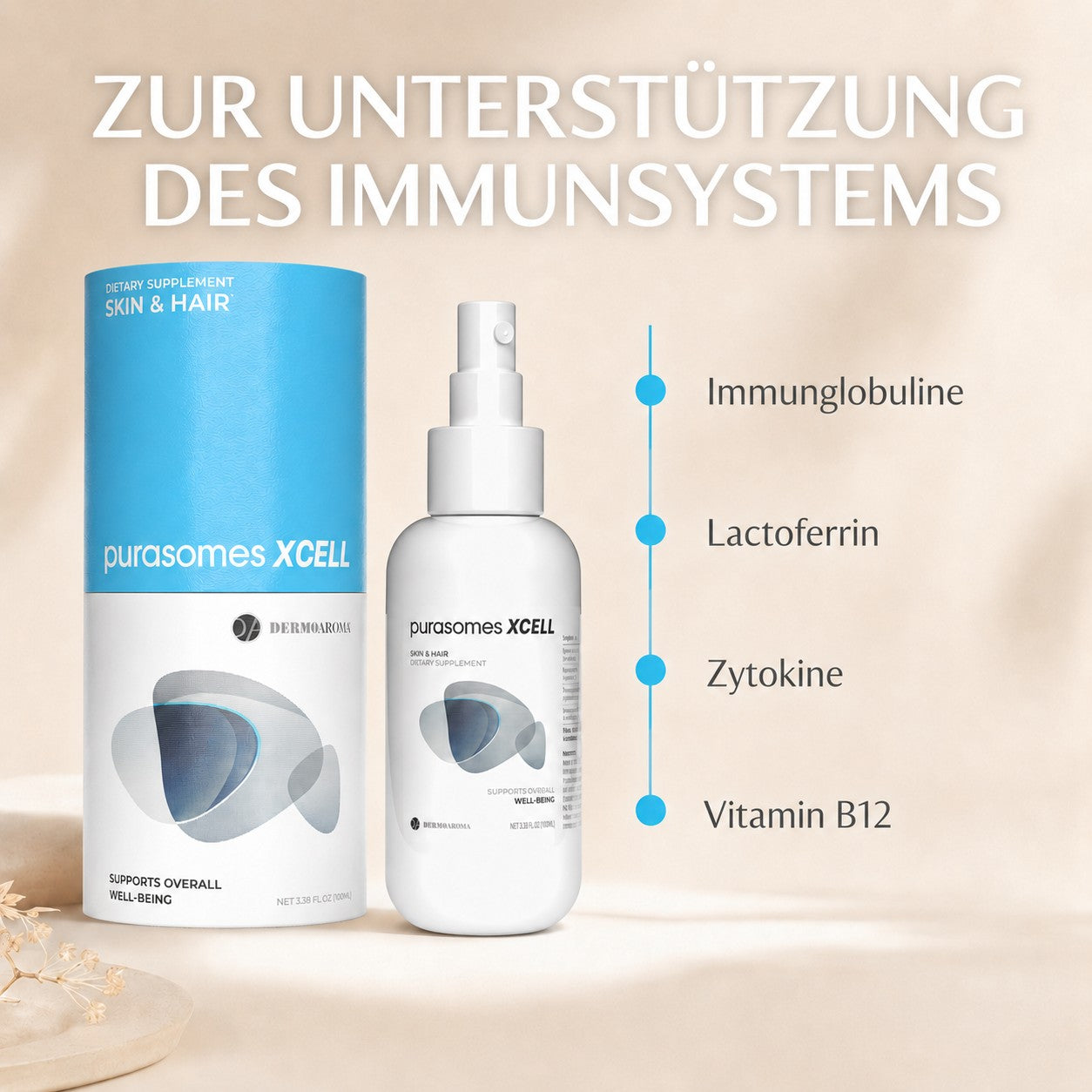 Purasomes XCell – Nahrungsergänzungsspray mit Bio-Kolostrum & Vitamin B12