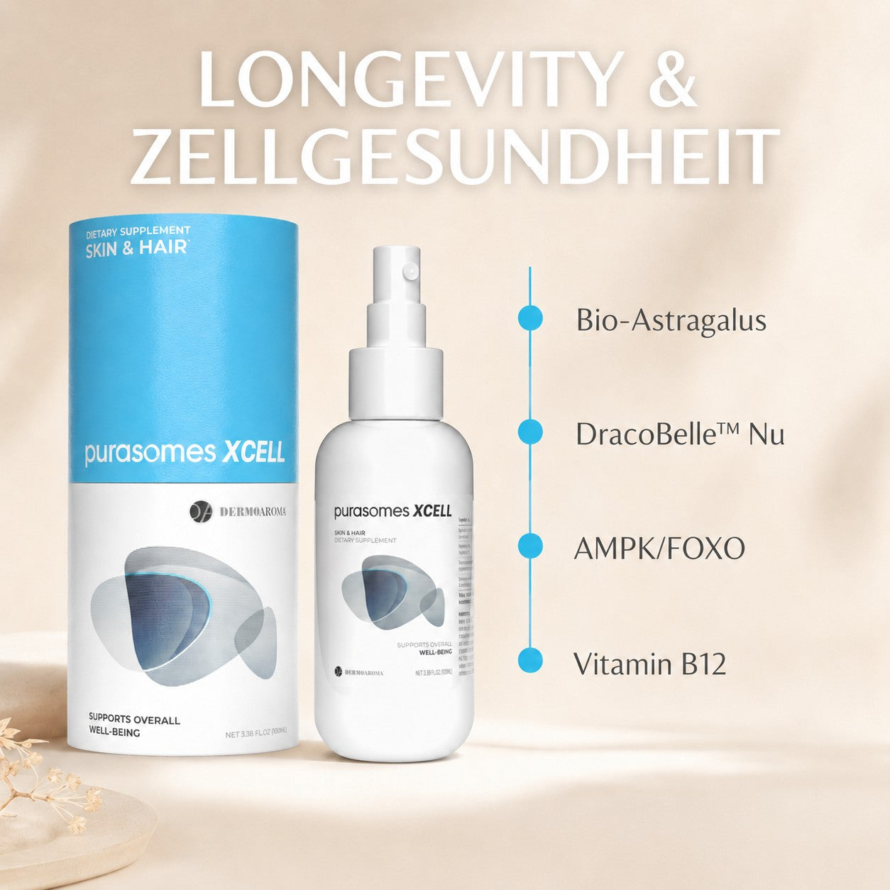 Purasomes XCell – Nahrungsergänzungsspray mit Bio-Kolostrum & Vitamin B12